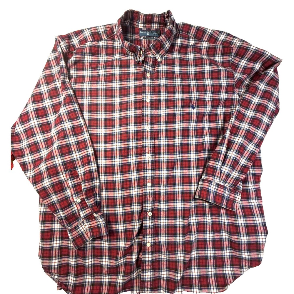 Ralph Lauren Shirt Mens Big 4X Red Plaid Button Down